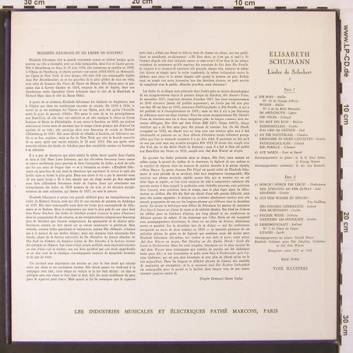 Schumann,Elisabeth: Lieder de Schubert,hist.rec, vg+/m-, Voix Illustres (FALP 50.006), F Typ: LP Best.-Nr.: K136 Preis: 6,00 Euro