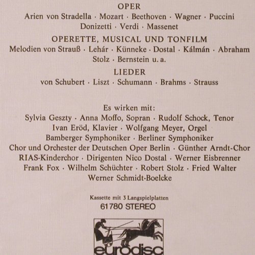 Schock,Rudolf: Meine Welt ist die Musik, Box, Eurodisc (61 780), D Typ: 3LP Best.-Nr.: K138 Preis: 14,00 Euro
