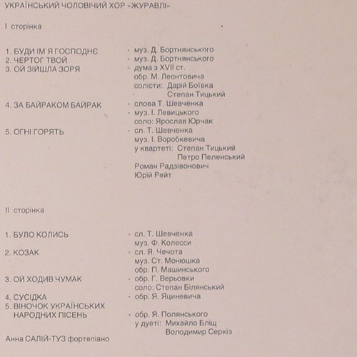 Ukrainski Chor Meski: Zurawli - Roman Rewakowicz, Pronit (PLP 0085), , 1988 Typ: LP Best.-Nr.: K139 Preis: 7,50 Euro