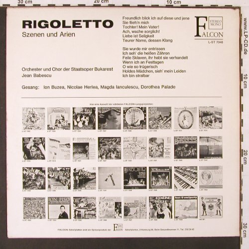 Verdi,Giuseppe: Rigoletto - Auszüge, Falcon (L-ST 7048), D Typ: LP Best.-Nr.: K141 Preis: 6,00 Euro