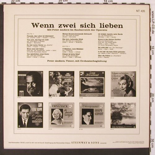 Anders,Peter: Wenn zwei sich lieben, Telefunken (NT 425), D Typ: LP Best.-Nr.: K160 Preis: 7,50 Euro