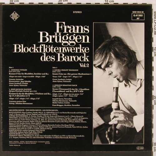 Brüggen,Frans: Blockflötenwerke d.Barock Vol.2, Telefunken(6.41360 AF), D, 1974 - LP - K171 - 6,00 Euro