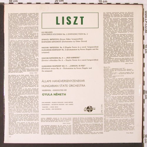 Liszt,Franz / Smetana: Les Preludes / Rhapsodie Espagnole, Qualiton(LPX 11341), H,  - LP - K177 - 6,00 Euro