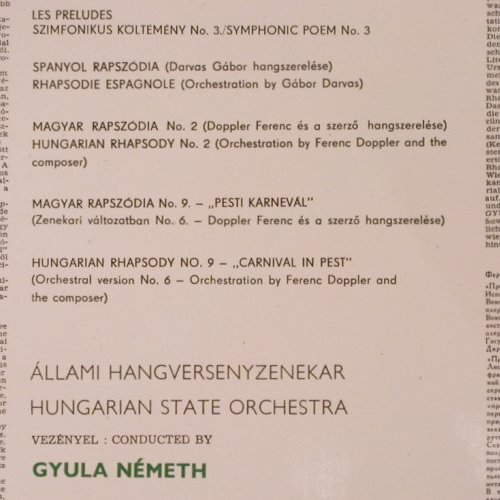 Liszt,Franz / Smetana: Les Preludes / Rhapsodie Espagnole, Qualiton(LPX 11341), H,  - LP - K177 - 6,00 Euro