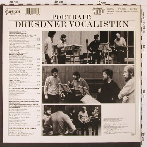 Dresdner Vocalisten: Portrait, Foc, Capriccio (C 27 092), D, 1986 Typ: LP Best.-Nr.: K179 Preis: 7,50 Euro