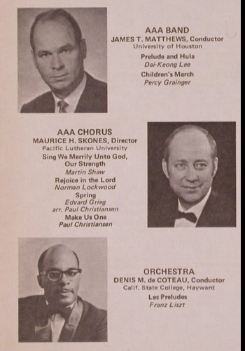 V.A.1972 Arizona All-State Music: Festival 15 Tr., Foc, UA (AUS-771-57662), US, m-/vg+, 1972 Typ: 2LP Best.-Nr.: K181 Preis: 6,00 Euro