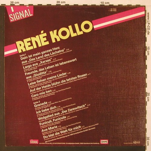 Kollo,Rene: Same, Signal/Europa (121 713.5), D, 1982 Typ: LP Best.-Nr.: K184 Preis: 6,00 Euro