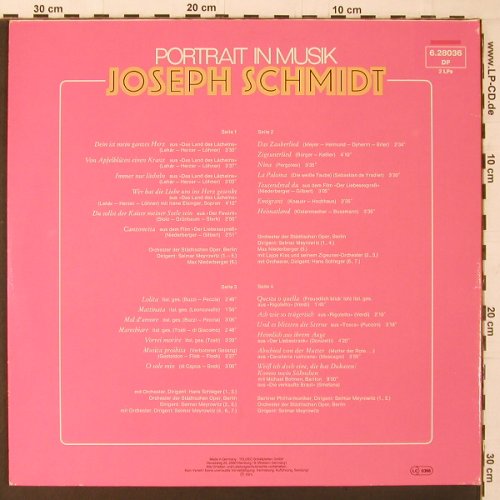 Schmidt,Joseph: Portrait in Musik, Foc, Telefunken (6.28036), D, 1973 Typ: 2LP Best.-Nr.: K189 Preis: 7,50 Euro