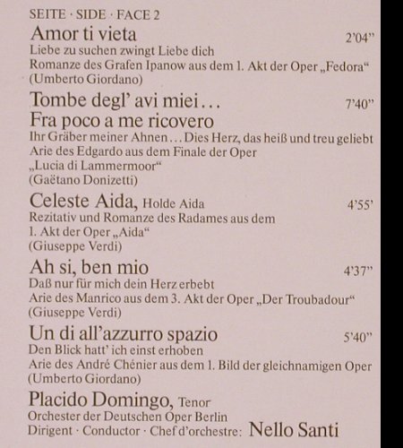 Domingo,Placido: Belcanto Domingo, Teldec (6.42954 AG), D, Ri, 1983 Typ: LP Best.-Nr.: K190 Preis: 7,50 Euro