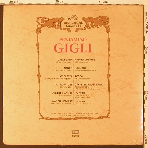 Gigli,Beniamino: Historical Archives, FS-New, EMI(053-00727), I,  - LP - K191 - 12,50 Euro