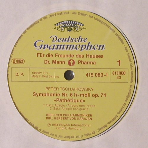 Tschaikowsky,Peter: Sinfonie Nr.6 h-moll, op.74, Deutsche Gramophon(415 083-1), D, Ri,  - LP - K192 - 6,00 Euro