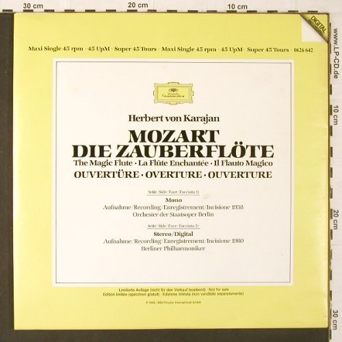 Karajan,Herbert von: Die Zauberflöte-Overtüre, Deutsche Grammophon(2810 076/062664), D, Promo, 1980 - 12inch - K195 - 12,50 Euro