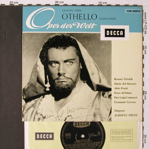 Verdi,Giuseppe: Othello-Querschnitt, Decca (LW 50 515), D Typ: 10" Best.-Nr.: K198 Preis: 20,00 Euro