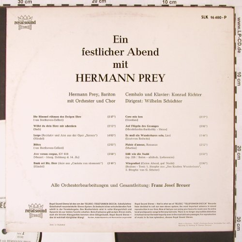 Prey,Hermann: Ein Festlicher Abend,  Muster/Promo, Decca (SLK 16 480-P), D, 1967 Typ: LP Best.-Nr.: K19 Preis: 7,50 Euro