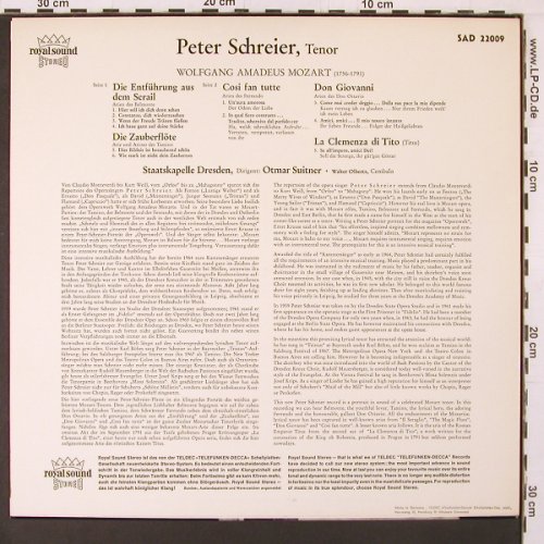 Schreier,Peter: Mozart-Arien, Decca (SAD 22 009), D Typ: LP Best.-Nr.: K1 Preis: 7,50 Euro