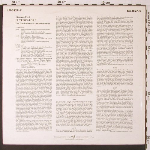 Verdi,Giuseppe: ILTrovatore, Arien und Szenen, Mono, RCA (LM-1827-C), D Typ: LP Best.-Nr.: K203 Preis: 9,00 Euro