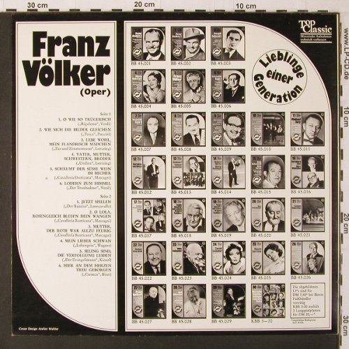 Völker,Franz: Oper, Lieblinge einer Generation, Top Classic(BB 45.005), D, Mono,  - LP - K205 - 6,00 Euro