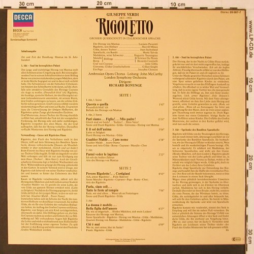 Verdi,Giuseppe: Rigoletto, gr.Querschitt in ital., Decca (26 087-7), D, Ri Typ: LP Best.-Nr.: K211 Preis: 6,00 Euro
