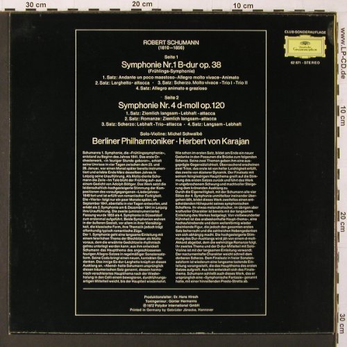 Schumann,Robert: Symphonie Nr1 b-dur, Nr4 d-moll, Deutsche Grammophon (62 871), D, DSC, 1972 Typ: LP Best.-Nr.: K228 Preis: 6,00 Euro