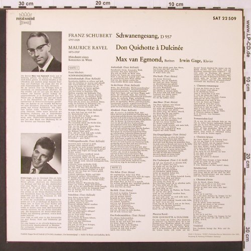 Egmond,Max van: Ein Liederabend, Schubert, Ravel, Telefunken(SAT 22 509), D, 1973 - LP - K232 - 9,00 Euro