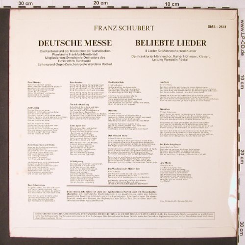 Schubert,Franz: Deutsche Messe / Beliebte Lieder, Concert Hall (SMS 2641),  Typ: LP Best.-Nr.: K238 Preis: 6,00 Euro