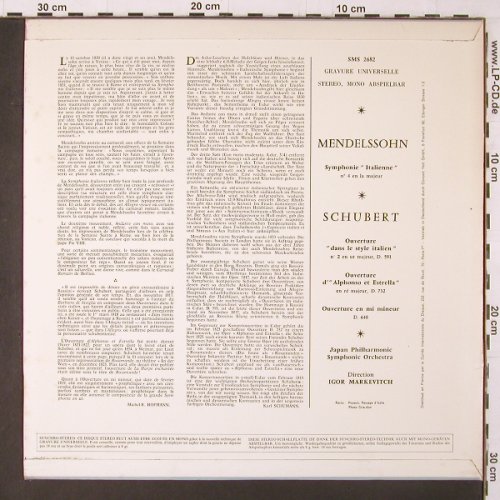 Mendelssohn Bartholdy / Schubert: Sym.Italienne No.4 / D.591,732, 648, Concert Hall (SMS 2682),  Typ: LP Best.-Nr.: K241 Preis: 7,50 Euro