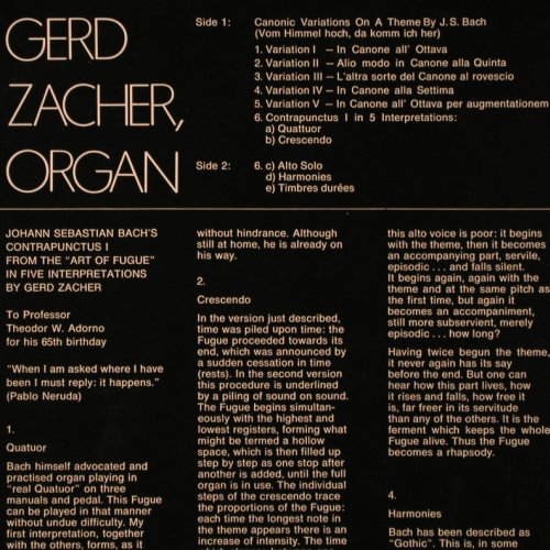 Bach,Johann Sebastian: Bach-actuel, Gerd Zacher, organ, Polydor (2310 010), D, 1970 Typ: LP Best.-Nr.: K248 Preis: 7,50 Euro