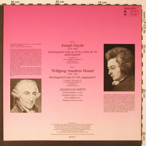 Haydn,Joseph / Mozart: Kaiserquartett / Jagdquartett, Deutsche Gramophon (40 745 2), D, 1984 Typ: LP Best.-Nr.: K260 Preis: 7,50 Euro