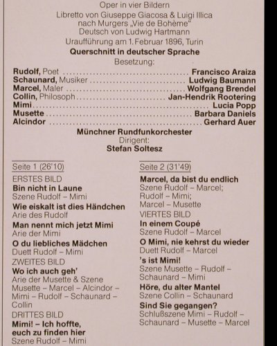 Puccini,Giacomo: La Boheme, Querschnitt in deut., EMI (29 1140 1), D, 1987 Typ: LP Best.-Nr.: K265 Preis: 6,00 Euro