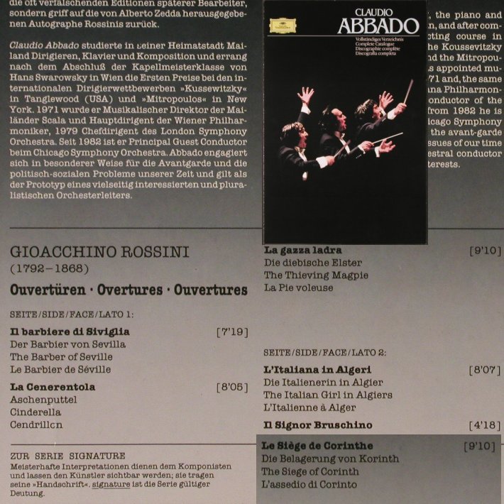 Abbado,Claudio: Rossini-Ouvertüren (rec.1975), Deutsche Grammophon (410 830-1), D, 1984 Typ: LP Best.-Nr.: K266 Preis: 5,00 Euro