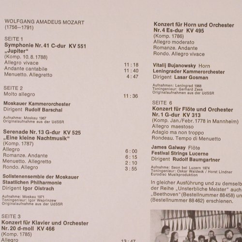 Mozart,Wolfgang Amadeus: Unsterbliche Meister, Box, Melodia/Eurodisc(88 454 XFK), D,  - 3LP - K270 - 12,50 Euro