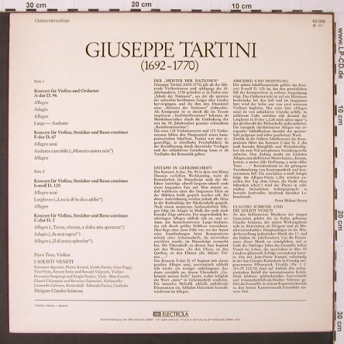 Tartini,Guiseppe: Violinkonzerte A-dur.96,F-dur.67.., EMI Electrola/Erato(63 039), D,ClubEd., 1971 - LP - K286 - 7,50 Euro