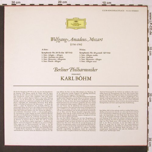 Mozart,Wolfgang Amadeus: Sinfonien Nr.39 & 40, KV 543, 550, D.Gr. Club Ed. (78 269), D, 1984 Typ: LP Best.-Nr.: K287 Preis: 6,00 Euro