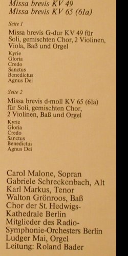 Mozart,Wolfgang Amadeus: Missa Brevis g-dur kv 49, 65(61a), Schwann(AMS 3521), D, 1978 - LP - K288 - 7,50 Euro