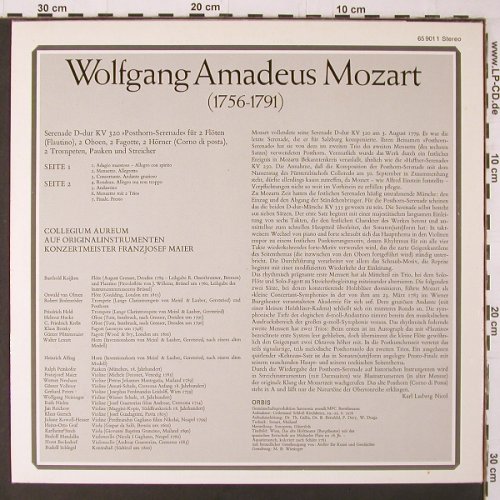 Mozart,Wolfgang Amadeus: Serenade Nr.9 D-Dur KV 320, Orbis(65 901 1), D, 1976 - LP - K289 - 6,00 Euro
