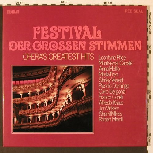 V.A.Festival der Grossen Stimmen: Opera's Greatest Hits, Box, Promo, RCA Red Seal (RK 11 517/1-2), D, 23Tr. Typ: 2LP Best.-Nr.: K28 Preis: 7,50 Euro