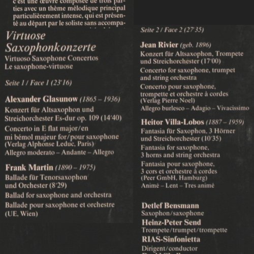 V.A.Virtuose Saxophonkonzerte: Alexander Glasunow,Frank Martin, Schwann(VMS 2065), D, 1981 - LP - K292 - 7,50 Euro