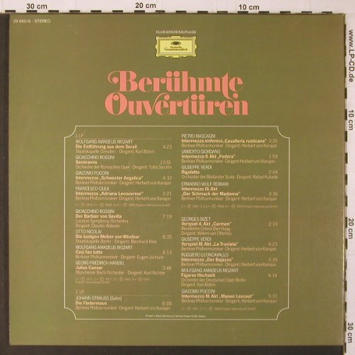 V.A.Berühmte Overtüren: Mozart,Puccini,Verdi, Rossini.. Foc, D.Gr. Club Ed. (29 660-8), D Typ: LP Best.-Nr.: K300 Preis: 6,00 Euro