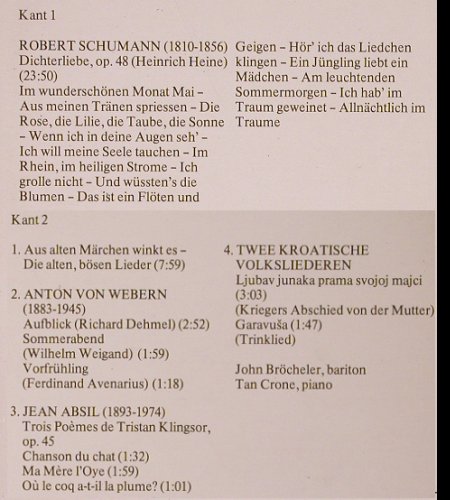 Bröcheler,John: Schumann,Dichterliebe / Webern.., CBS(71 088), D/NL, 1979 - LP - K302 - 7,50 Euro