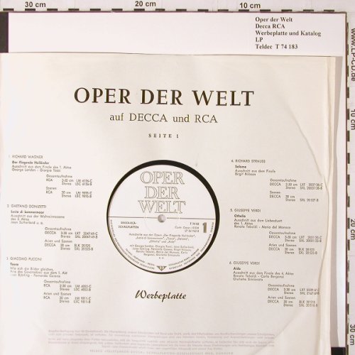 V.A.Oper der Welt - Decca RCA: Werbeplatte, spoken, +Catalogue, Teldec(T 74 183), D,uniCover,  - LP - K309 - 7,50 Euro