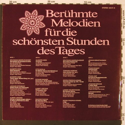 V.A.Berühmte Melodien: für die schönsten Stunden d. Tages, Baccarola (89 471 X), D, 1975 Typ: 2LP Best.-Nr.: K315 Preis: 7,50 Euro