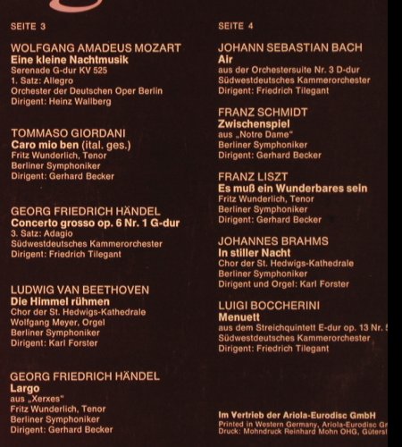 V.A.Berühmte Melodien: für die schönsten Stunden d. Tages, Baccarola (89 471 X), D, 1975 Typ: 2LP Best.-Nr.: K315 Preis: 7,50 Euro