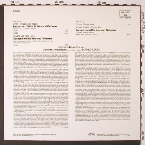 Haydn,Joseph / Danzi / Rosetti: Hornkonzerte Nr.1&2, Telefunken/DasAlteWerk(6.41288 AQ), D, Ri,  - LP - K318 - 7,50 Euro