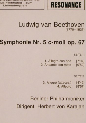 Beethoven,Ludwig van: Sinfonie Nr.5 c-moll op.67, D.Gr. Resonance(2535 304), D, Ri,  - LP - K319 - 6,00 Euro