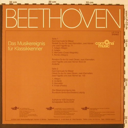 Beethoven,Ludwig van: Kammermusik für Bläser, Contona Music 4(LP 7719), D, 1977 - LP - K324 - 6,00 Euro