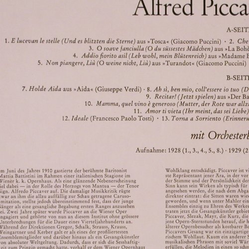 Piccaver,Alfred: singt ital. Arien & Lieder, 1928-30, Heliodor (88 013), D Typ: LP Best.-Nr.: K336 Preis: 6,00 Euro