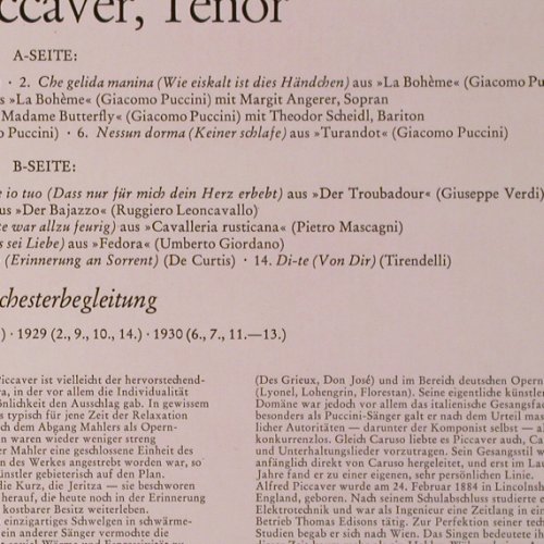 Piccaver,Alfred: singt ital. Arien & Lieder, 1928-30, Heliodor (88 013), D Typ: LP Best.-Nr.: K336 Preis: 6,00 Euro