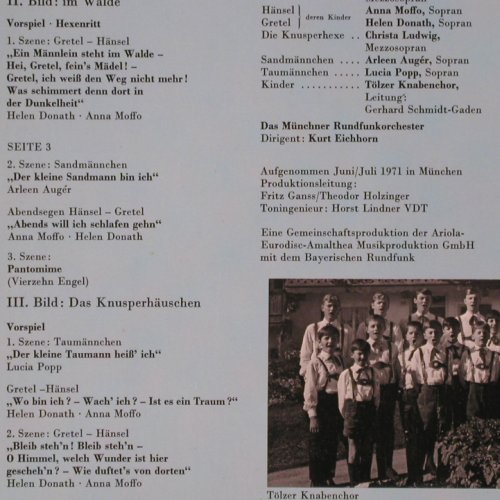 Humperdinck,Engelbert: Hänsel und Gretel, Foc, Eurodisc (27 105 XDR), D, 1971 Typ: 2LP Best.-Nr.: K337 Preis: 9,00 Euro