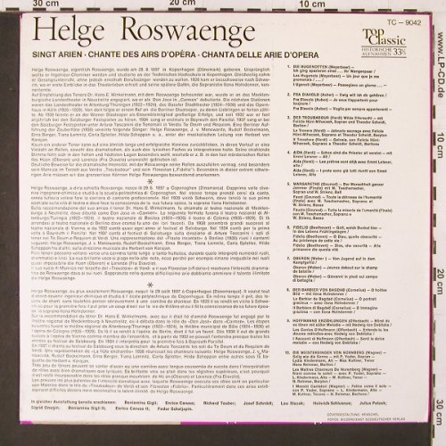 Roswaenge,Helge: singt Arien, (Hist Rec.), Top Classic (TC-9042), D, 1969 Typ: LP Best.-Nr.: K33 Preis: 6,00 Euro