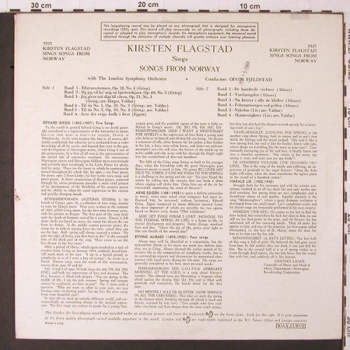 Flagstad,Kirsten: Sings songs from Norway, m-/vg+, London ffrr (5525), UK/US Typ: LP Best.-Nr.: K341 Preis: 9,00 Euro